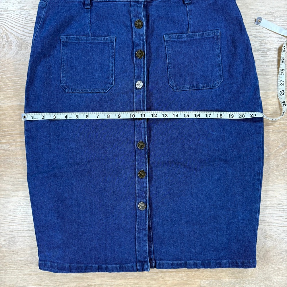 All About You Denim Skirt Button Front Pockets Pencil Casual Chic Size 34 - Picture 4 of 7